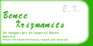 bence krizmanits business card